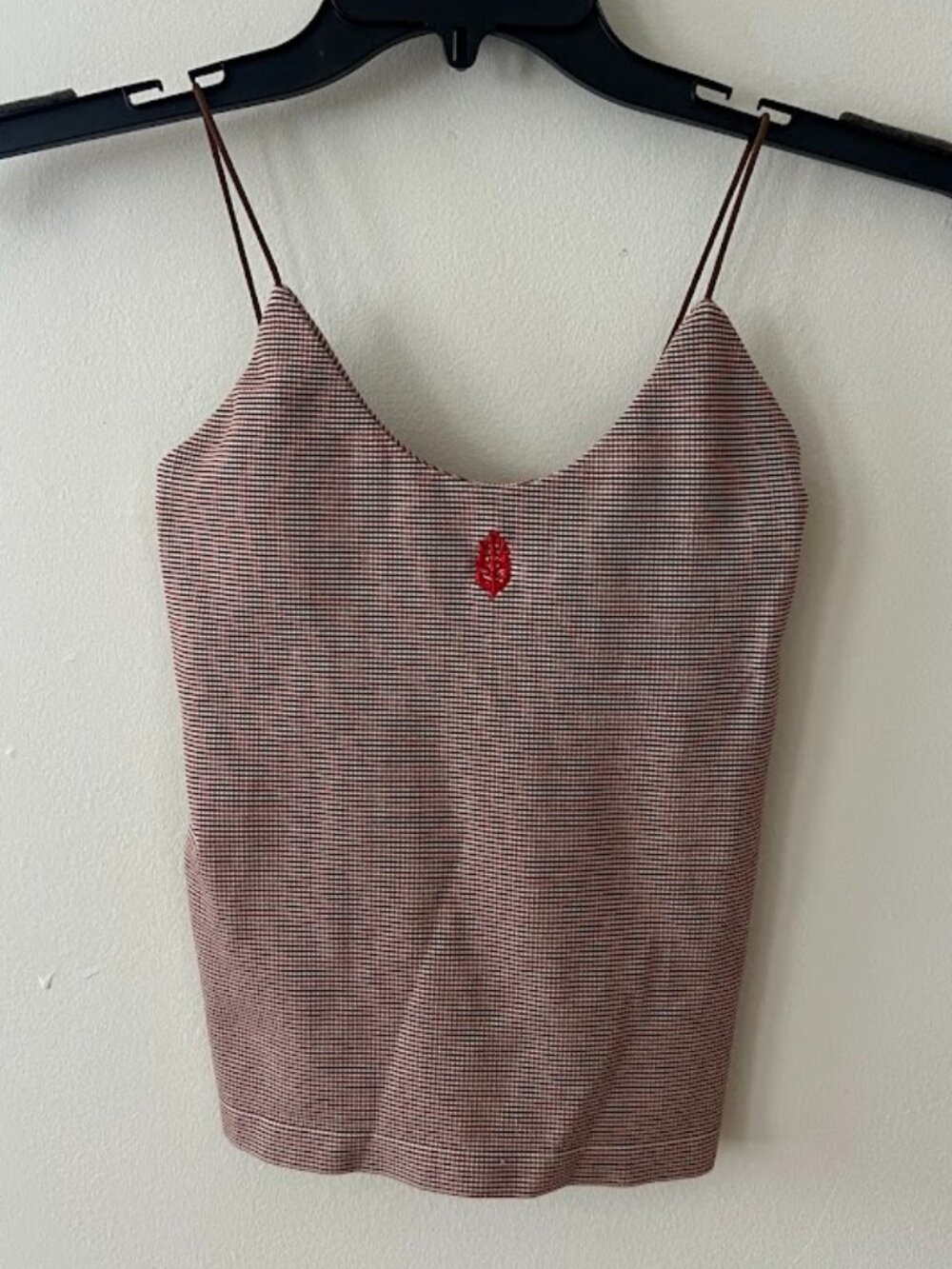 Free People Movement Checkered Logo Tank Top, Brown/White - Size XS/Small